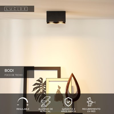 Lucide BODI - Foco de techo - 2xGU10 - Negro